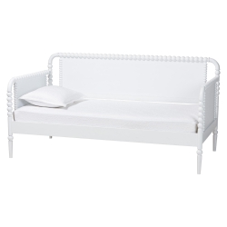 Baxton Studio Lucera Bobbin Daybed - Wooden Bed Frame with Turned Spindle Detailing, Classic Style Sofa Bed for Bedroom or Guest Room, Twin, White